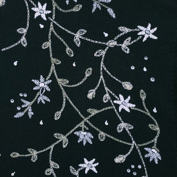 Kathie Lee Collection Black Embroidered Floral Cardigan Sweater Size Large - Picture 7 of 10